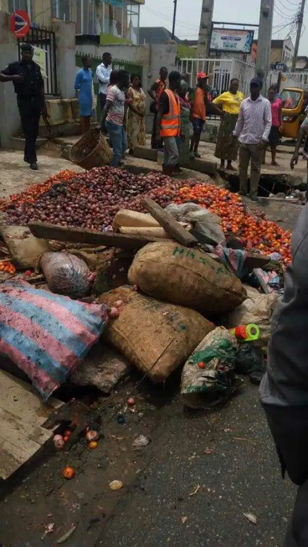 Passenger Bus Conveying Goods Catches Fire After Horrible Accident In Lagos {Photos}